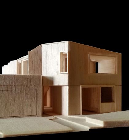 Flexion House model detail view from the street