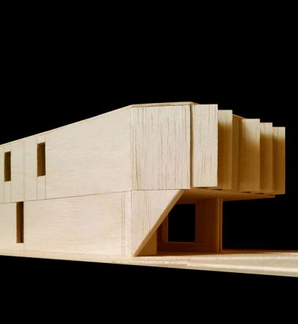 Flexion House model detail view from the southeast